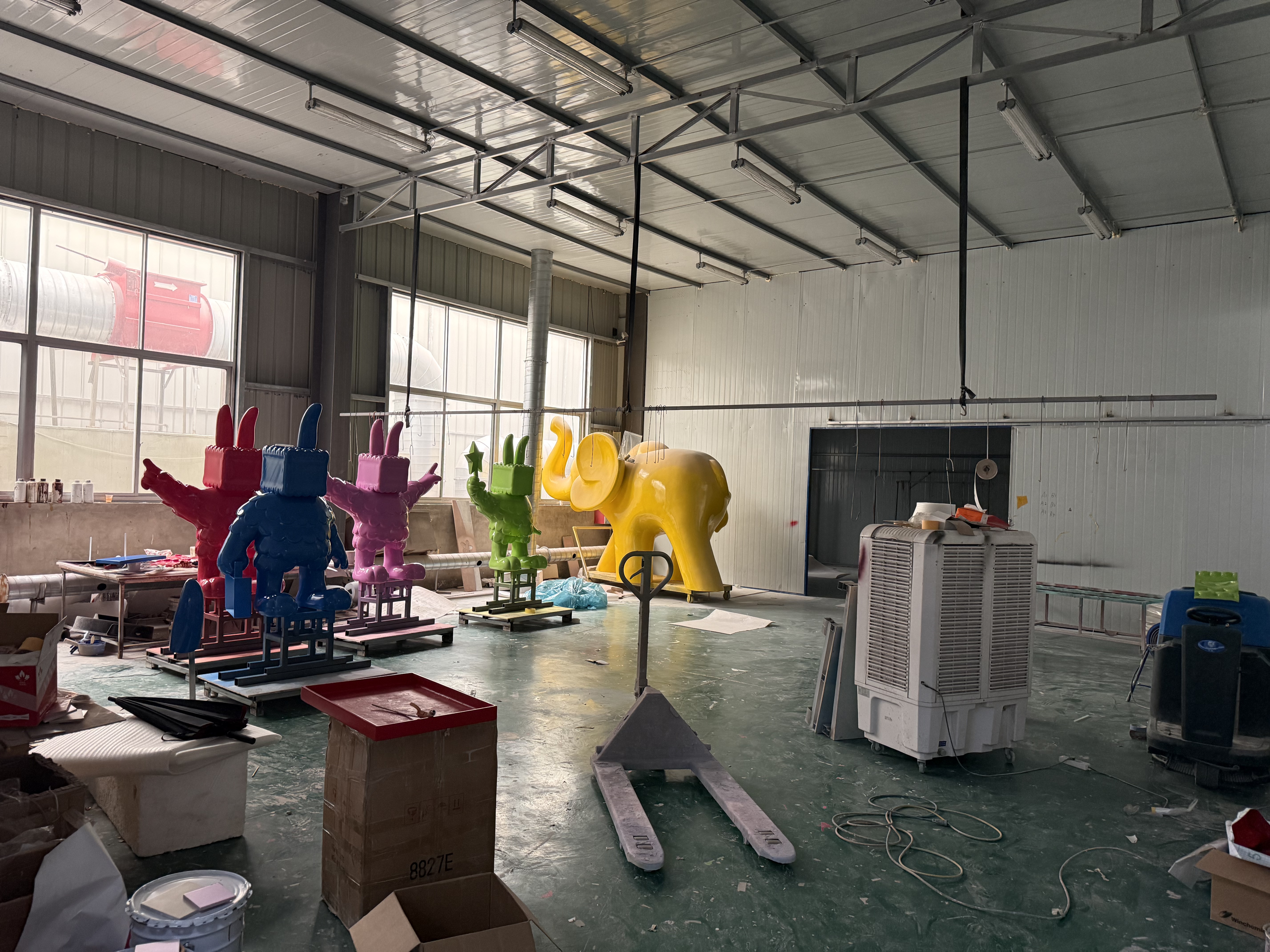 Sculpture production work underway inside the factory