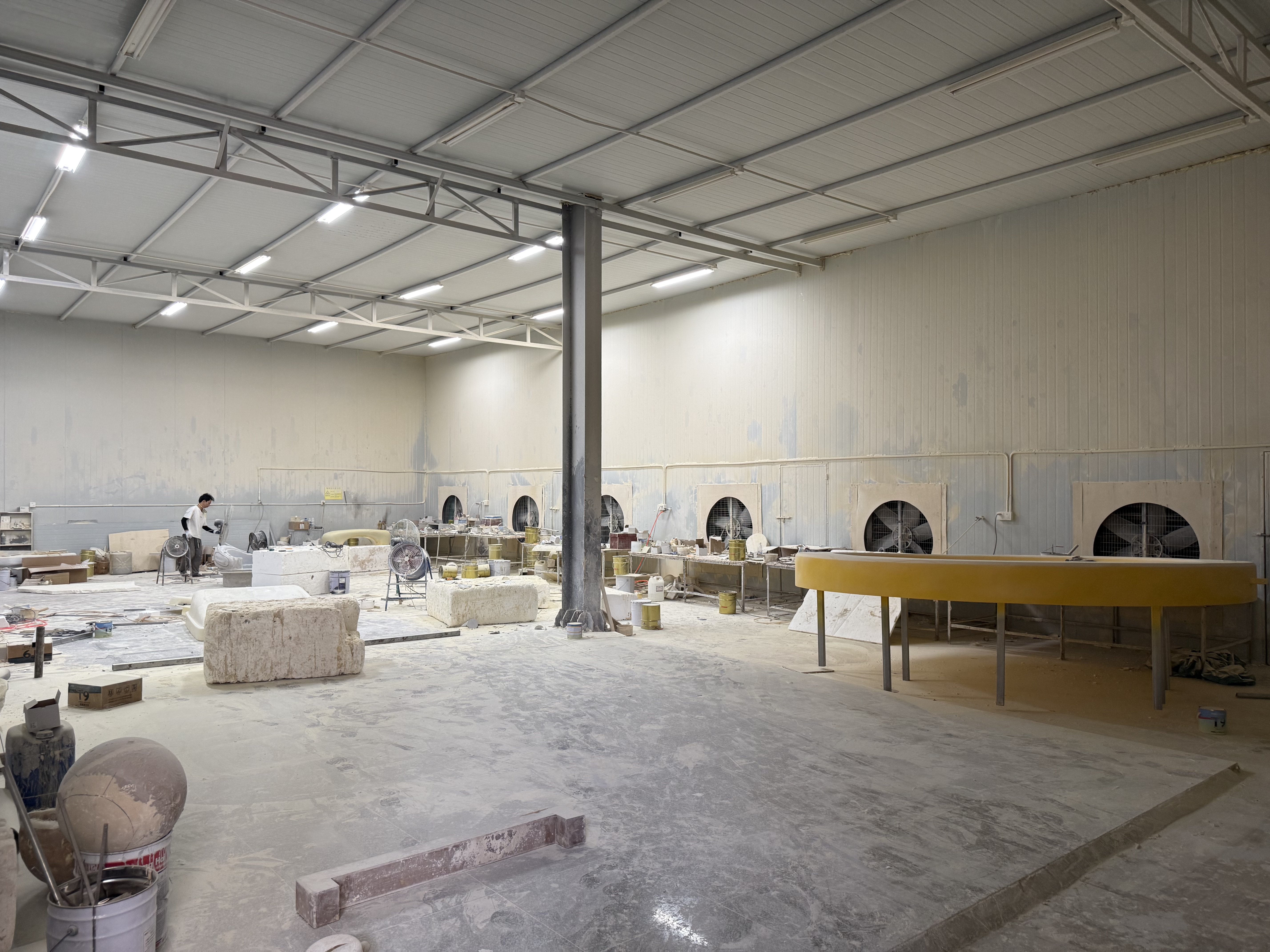 Sculpture production process inside the workshop