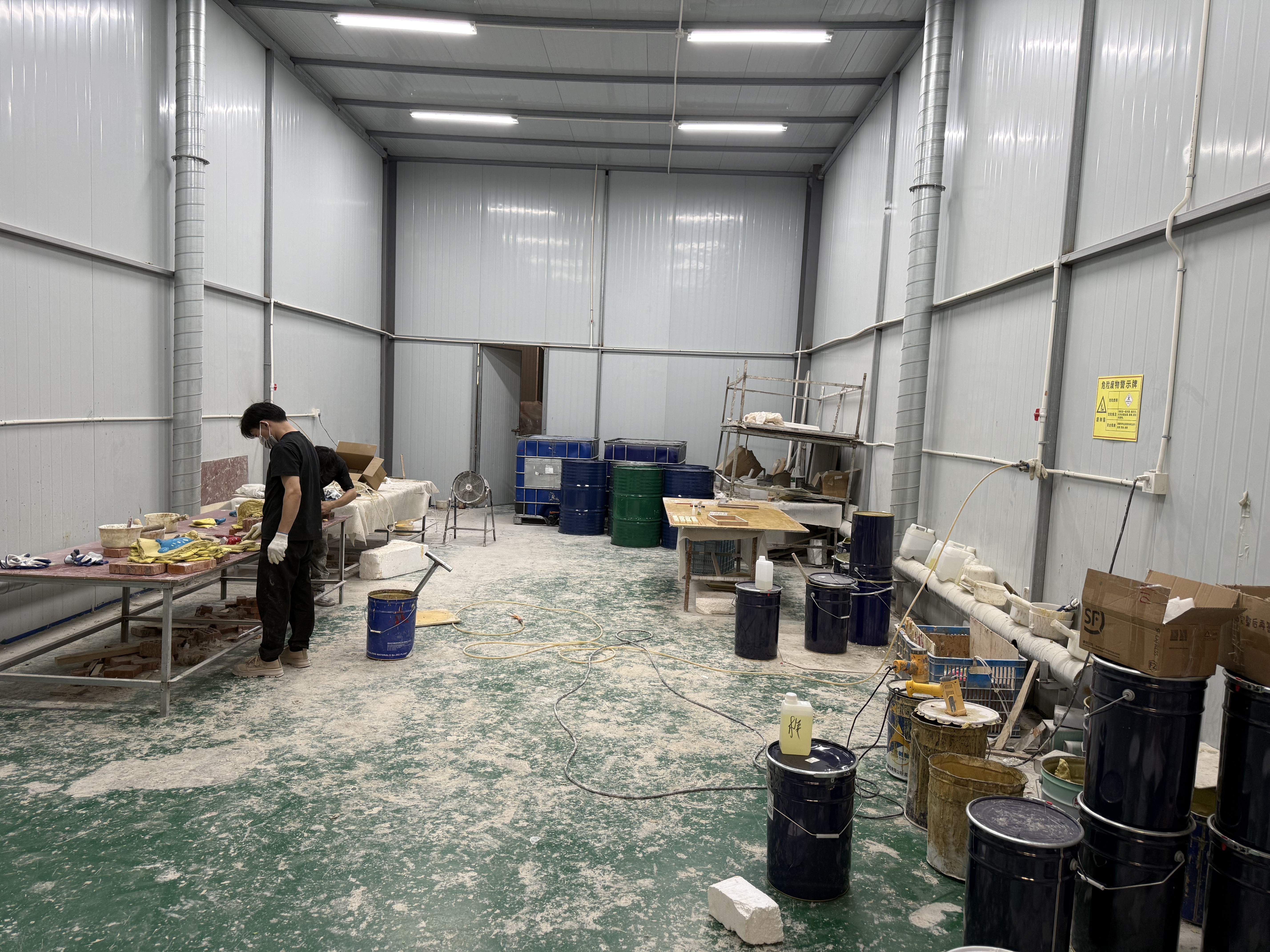 Mold and shaping workshop, mid-project.